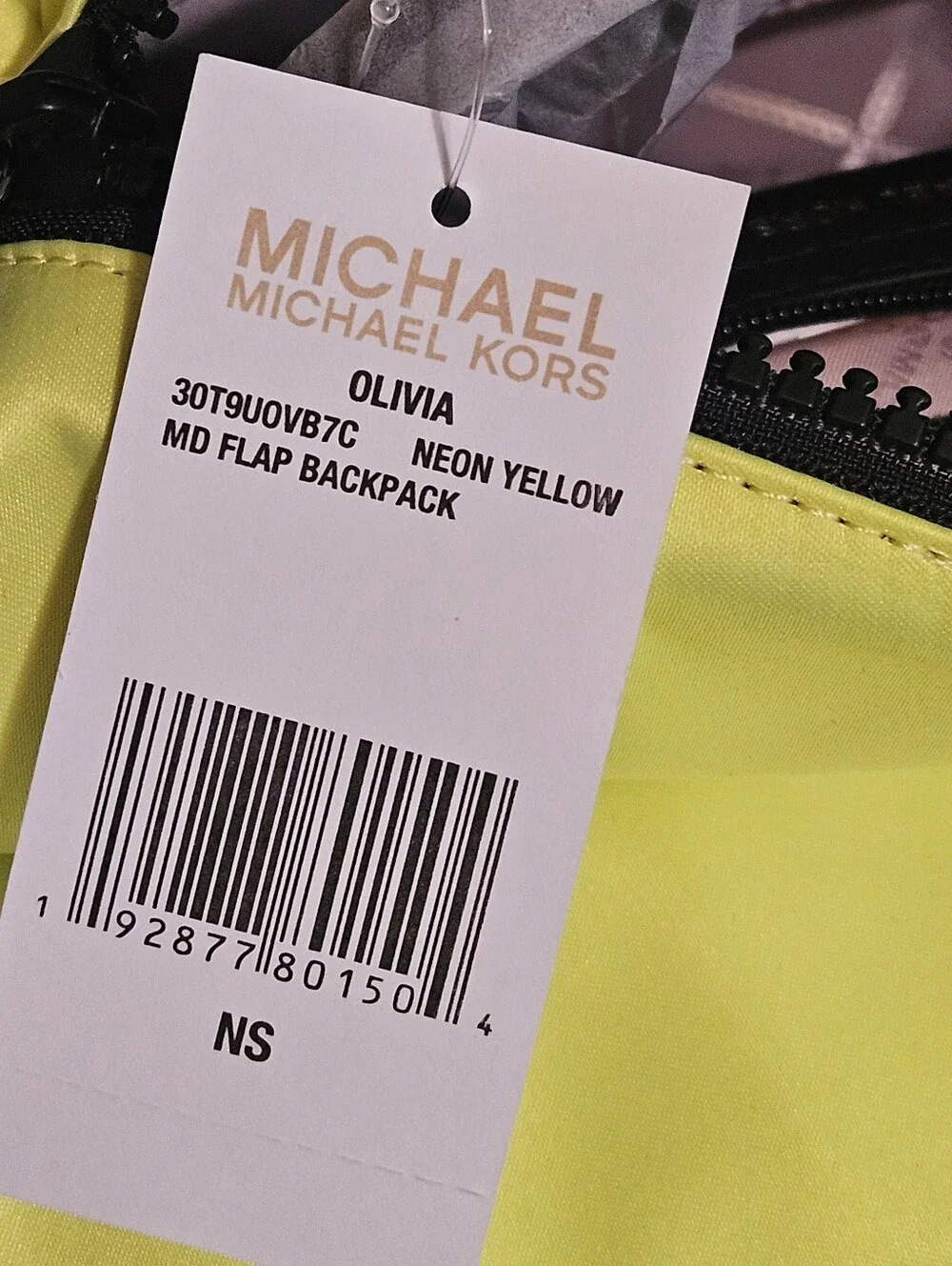 Michael Kors Olivia Neon Yellow Backpack with Black Stud Accents